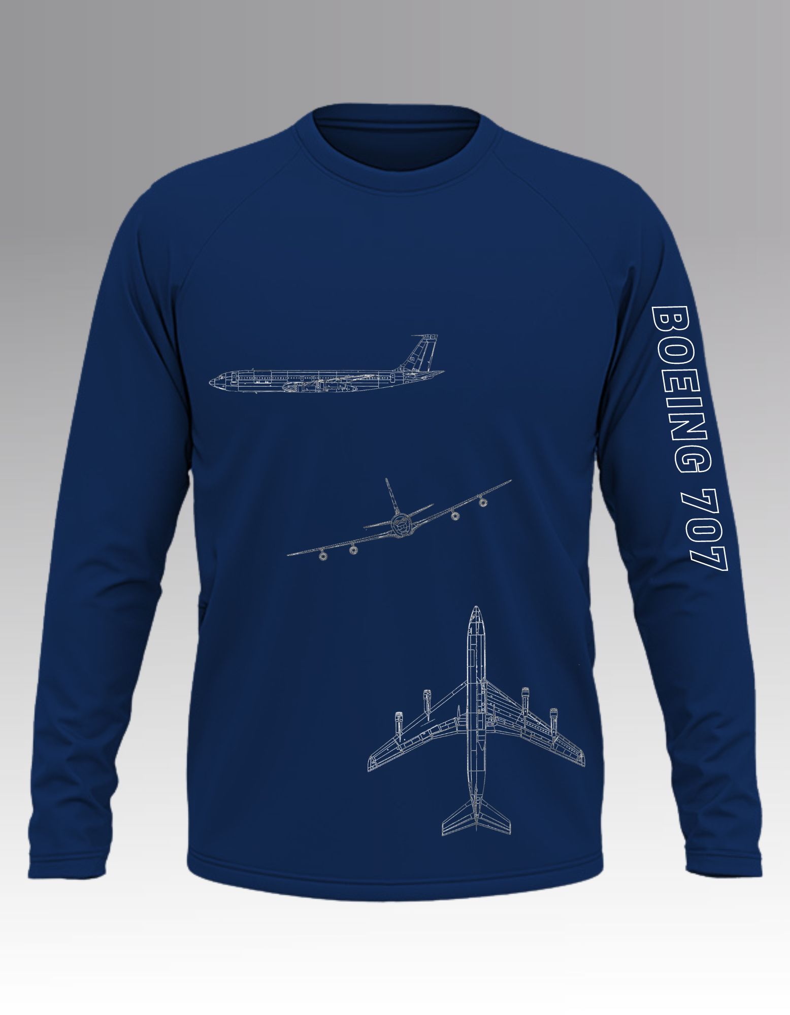 Boeing 707 blueprint long sleeve T