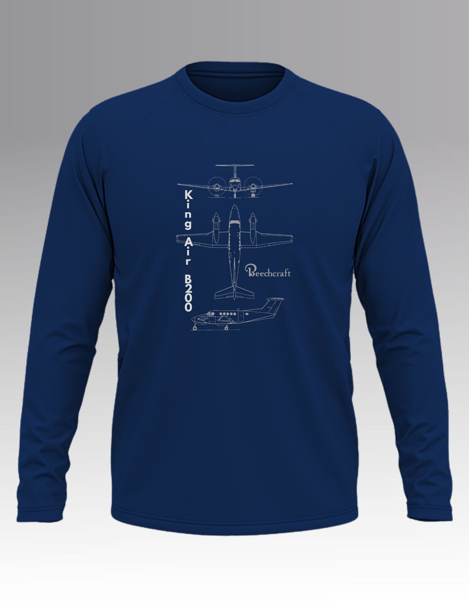 Beechcraft king Air B200 Blueprint Long sleeve T